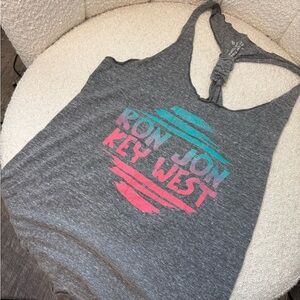 Blue 84 Women's Gray Tank Top with Pink and Blue Graphic
